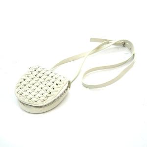 コインケース ショルダー 編み込み レザー 白 ホワイト /AK16