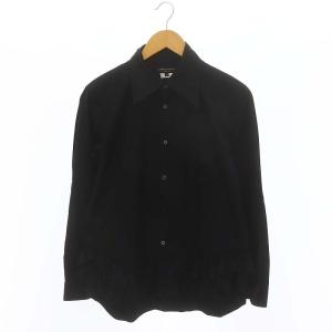 AD2014 裾フリル シャツ 長袖 XS 黒 ブラック