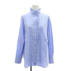 スタンドフリルシャツ 長袖 2 ライトブルー 水色 /HK OS