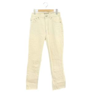 HIGH WAIST ANNETTE カットオフデニムパンツ ストレート ジッパーフライ 25 生成り
