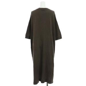 45rpm コットンニットワンピース ロング ミモレ丈 七分袖 茶 ブラウン