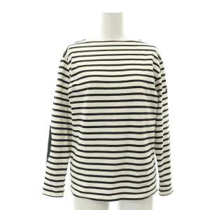 エルボーパッチ ボーダーカットソー バスクシャツ 長袖 白 黒 ホワイト ブラック /HK OS