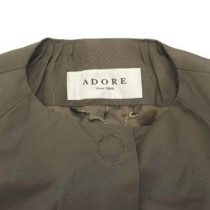 ADORE ノーカラーコート ロング ベルト付き 36 茶 ブラウン