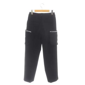 BORDERS at BALCONY SIDE POCKET PANTS パンツ テーパード サイドポケット フリル 36 ブラック