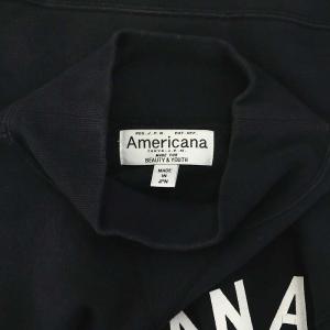 AMERICANA モックネック プリント スウェット トレーナー 長袖 ロゴ 裏起毛 ダークグレー