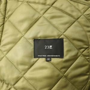 23区 22AW キルティング チェック ショート アウター ジャケット ジップアップ 中綿 32 ベージュ 紺 茶