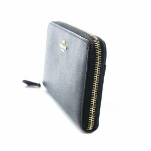 COACH 長財布 ラウンドファスナー ロゴ ゴールド金具 レザー 牛革 黒 ブラック 57713