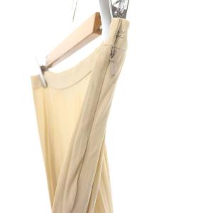 Helmut Lang プリーツスカート フレア アシメントリー シルク混 2 ベージュ