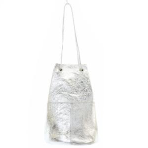 marco masi LAM BALL 巾着型バッグ ハンドバッグ レザー シルバー色 3013