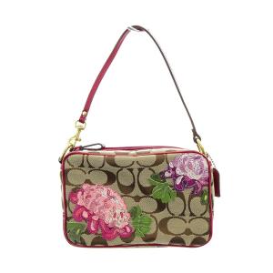 COACH シグネチャー ハンドバッグ キャンバス パテントレザー ベージュ ボルドー 40944