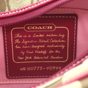 COACH シグネチャー ハンドバッグ キャンバス パテントレザー ベージュ ボルドー 40944