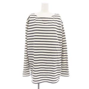 IENA別注 バスクシャツ ワイドカットソー 長袖 チュニック丈 ボーダー 1 白 紺 ホワイト ネイビー