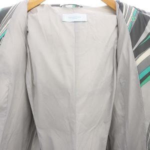 Emilio Pucci プッチ柄 ダウンコート ミドル丈 アウター フード ベルト付き I44 黄緑 グレー 白