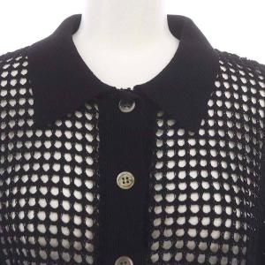 BEAUTY&YOUTH UNITED ARROWS メッシュポロニット ショートスリーブカーディガン 半袖 F 黒 ブラック