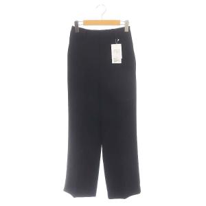 ストレート ワイドパンツ スラックス 36 紺 ネイビー