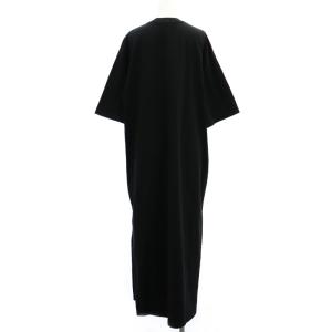 HYKE SHORT-SLV DRESS BIG-FIT ワンピース マキシ ロング 五分袖 クルーネック サイドスリット 1 S 黒