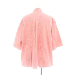 Drawer PRE2 コットンストライプ リボンブラウス 七分袖 38 ピンク /HK OS