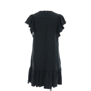 RED VALENTINO REDVALENTINO 袖フリルフレアワンピース ロング 38 M 黒 ブラック /SY OS