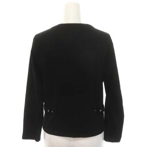 agnes b. ニットカーディガン 長袖 フロントボタン コットン T3 XL 黒 ブラック