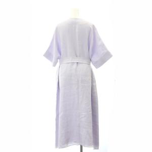 ebure 22SS ボタニカルミディアムリネン カフタンワンピース ロング 七分袖 38 パープル