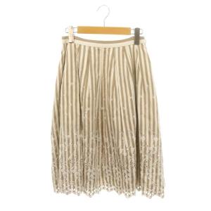 CANDY ストライプスカート シルク 38 モカ オフホワイト 39337