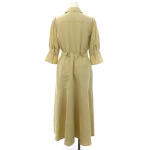 Ameri VINTAGE TAILOR SUSPENDER DRESS ワンピース ロング 七分袖 S ベージュ /DO OS