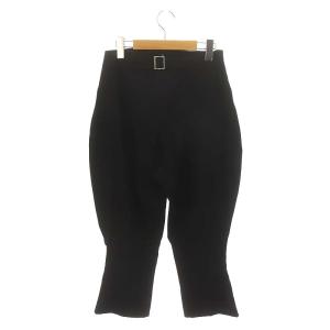 Yohji Yamamoto コットン変形クロップドパンツ テーパード ジッパーフライ 裾スリット 1 黒 ブラック
