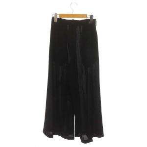 Yohji Yamamoto ウールタックワイドパンツ センタープレス シアー ジッパーフライ SS 黒 ブラック