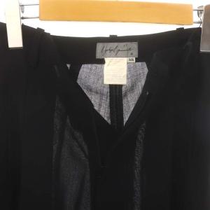 Yohji Yamamoto ウールタックワイドパンツ センタープレス シアー ジッパーフライ SS 黒 ブラック