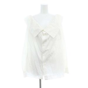 AD2016 フリルカラー シャツ 長袖 XS 白 ホワイト