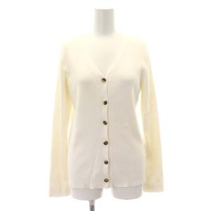 RIB Vネック カーディガン ニット 長袖 白 ホワイト /MI OS