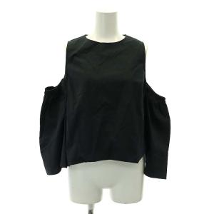 オフショルブラウス 八分袖 オープンショルダー 38 黒 ブラック /MI OS