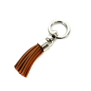 スカーフリング ツイリー セル ポンポン フリンジ 茶色 ブラウン