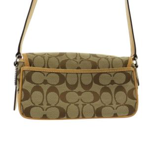 COACH シグネチャー ミニフィールド ショルダーバッグ ジャガード レザー キャメル 茶 ブラウン 6844