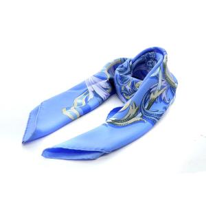 HERMES LE MORS A LA CONETABLE  轡の気品 カレ90 スカーフ  ブルー