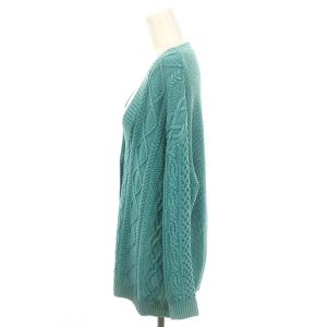 GRACE CONTINENTAL ウォッシュケーブルニットカーディガン 長袖 ウール 36 緑 グリーン
