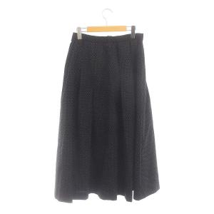 IENA DOTジャガードタックスカート ロング フレア リネン混 40 黒 白 ブラック ホワイト
