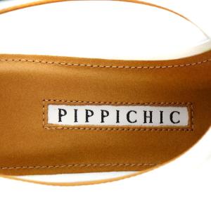 PIPPICHIC 24SS AMBER COCO 8 カットアウトフラットシューズ スクエアトゥ リボン レザー 38.5 25.5cm 白