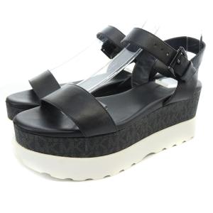 ストラップ サンダル レザー 厚底 6.5M 23.5cm 黒 ブラック 白 ホワイト