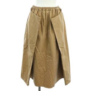 コットンギャバギャザースカート ロング M ベージュ /HK OS