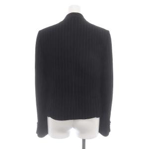 ARMANI COLLEZIONI ストライプ3Bジャケット ノーカラー 40 M 黒 ブラック