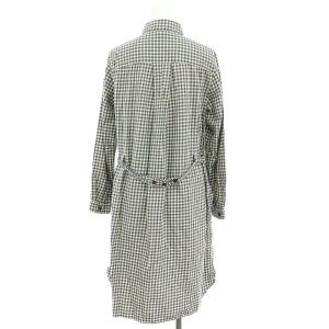 MHL. ギンガムチェックワンピース シャツワンピ 長袖 ロング 前開き 1 グレー オフホワイト