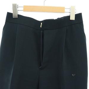 MUVEIL 22年 ハートモチーフパンツ テーパード タック 38 紺 ネイビー