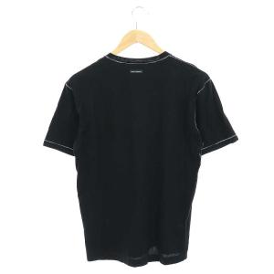 DOLCE&GABBANA フラワー刺繍 ロゴ アウトステッチ Tシャツ カットソー 半袖 44 黒 ブラック G8IH1Z