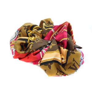 LOUIS VUITTON モノグラム シュシュ トロシュー ヘアゴム ブラウン ピンク M76954