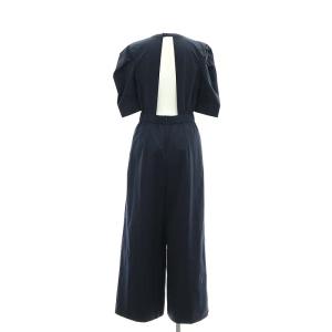 ESTNATION 23SS バックオープンオールインワン ワイドパンツ 五分袖 パフスリーブ バックオープン 36 紺 ネイビー