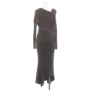kei shirahata スタイリング styling/ オープンバックニットドレス ワンピース ロング マキシ丈 長袖 アシンメトリー 1 モカブラウン