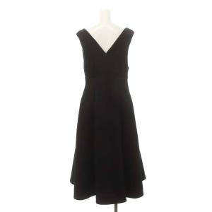CELFORD 22AW フレアージャンパードレス ロング丈 ミモレ丈 Vネック バックファスナー 36 S 黒 ブラック