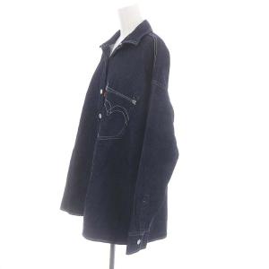 Levi's RED デニムシャツ 長袖 チュニック丈 S 紺 ネイビー