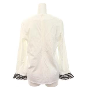 BORDERS at BALCONY RUFFLED CUFF TEE Tシャツ カットソー 長袖 36 白 ホワイト